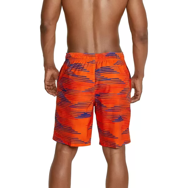 Mens Swim Trunk Knee Length Boardshort Bondi Printed20 Slice Spicy Orange