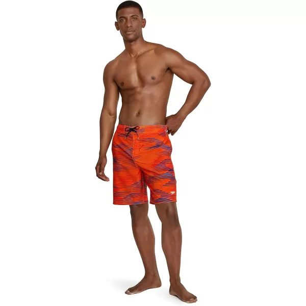 Mens Swim Trunk Knee Length Boardshort Bondi Printed20 Slice Spicy Orange