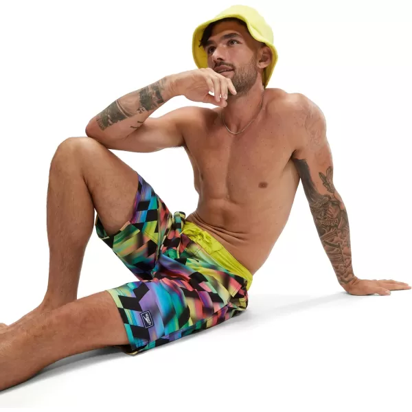 Mens Swim Trunk Knee Length Boardshort Bondi Printed20 Velo Blur