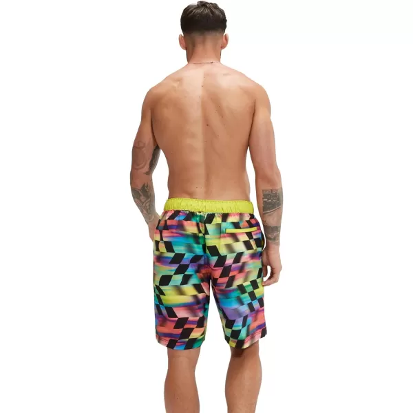 Mens Swim Trunk Knee Length Boardshort Bondi Printed20 Velo Blur