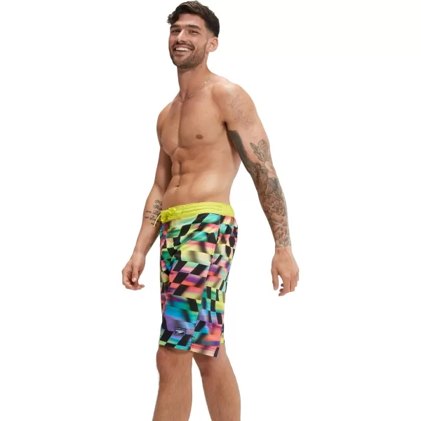 Mens Swim Trunk Knee Length Boardshort Bondi Printed20 Velo Blur