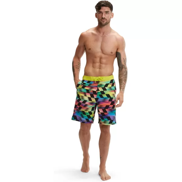 Mens Swim Trunk Knee Length Boardshort Bondi Printed20 Velo Blur