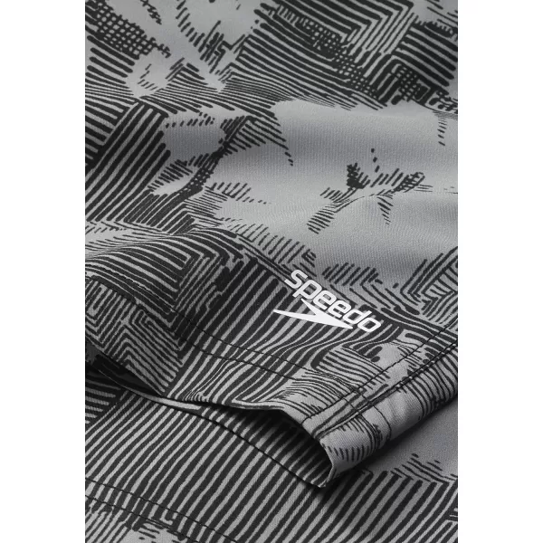 Mens Swim Trunk Knee Length Boardshort Bondi PrintedBlackGrey
