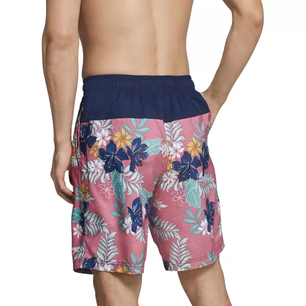 Mens Swim Trunk Knee Length Boardshort Bondi PrintedFaded Rose