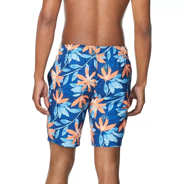 Mens Swim Trunk Knee Length Boardshort Bondi PrintedFloral Turkish Sea