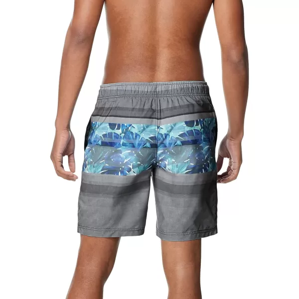 Mens Swim Trunk Knee Length Boardshort Bondi PrintedHorizon Anthracite