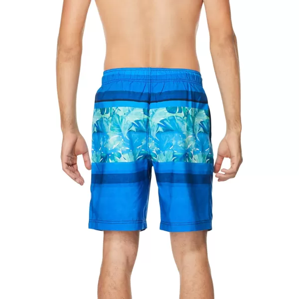 Mens Swim Trunk Knee Length Boardshort Bondi PrintedHorizon Peacoat