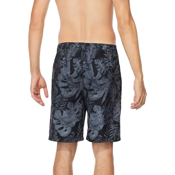 Mens Swim Trunk Knee Length Boardshort Bondi PrintedJungle Anthracite