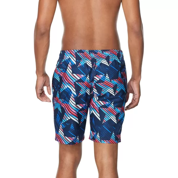 Mens Swim Trunk Knee Length Boardshort Bondi PrintedStars High Risk Red