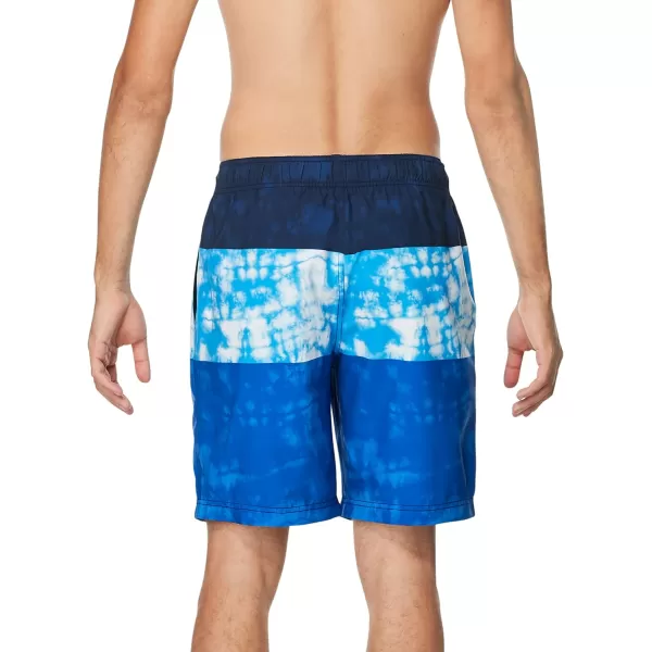 Mens Swim Trunk Knee Length Boardshort Bondi PrintedTie Dye Peacoat