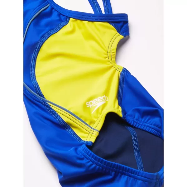 Speedo Big Girls Revolve Splice Energy Back Swimsuit22 SapphireGold