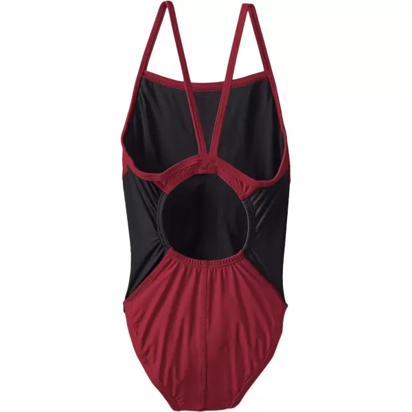 Speedo Big Girls Revolve Splice Energy Back SwimsuitBig Girls Speedo Maroon