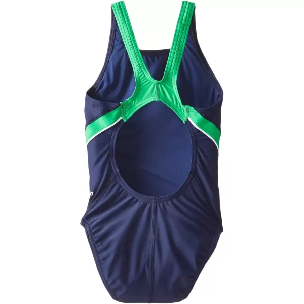 Speedo Big Girls Taper Splice Pulse Back SwimsuitBig Girls GreenBlue