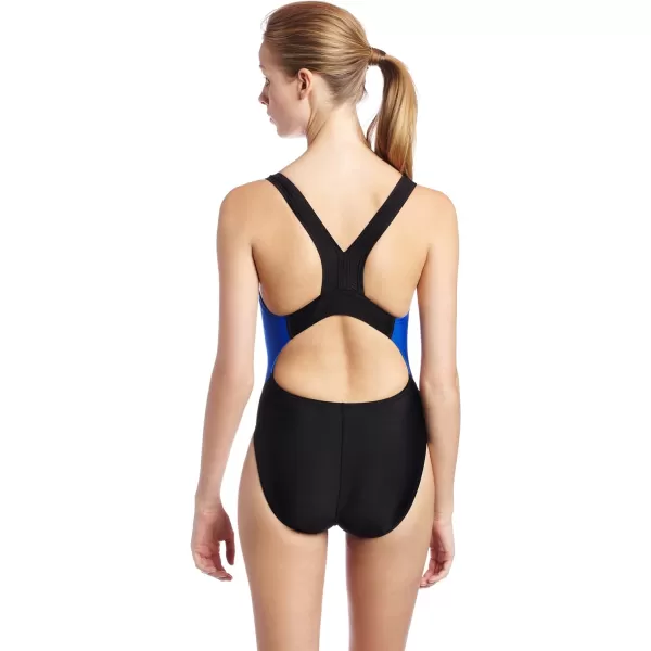 Speedo Big Girls Youth Quantum Splice SwimsuitBlackBlue