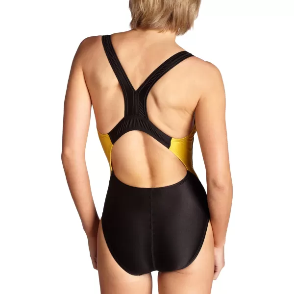 Speedo Big Girls Youth Quantum Splice SwimsuitBlackGold