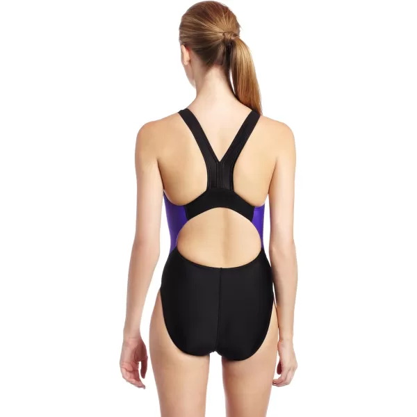 Speedo Big Girls Youth Quantum Splice SwimsuitBlackPurple