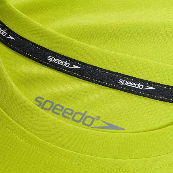 Speedo Boys Uv Swim Shirt Short Sleeve Tee GraphicCheckered Bitter Lime