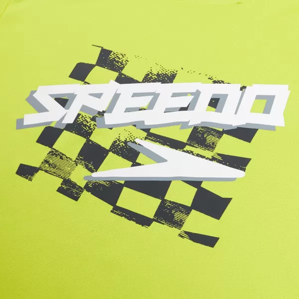 Speedo Boys Uv Swim Shirt Short Sleeve Tee GraphicCheckered Bitter Lime