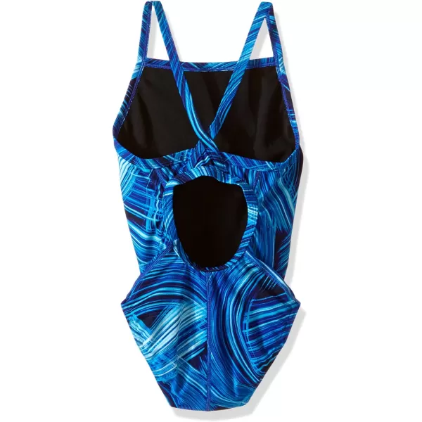 Speedo Girls Endurance Turbo Stroke Drop Back SwimsuitTurbo Speedo Blue