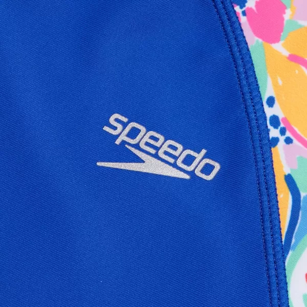 Speedo Girls Printed Short Sleeve Rash Guard tShirt Two Piece Swim SetTrue Cobalt