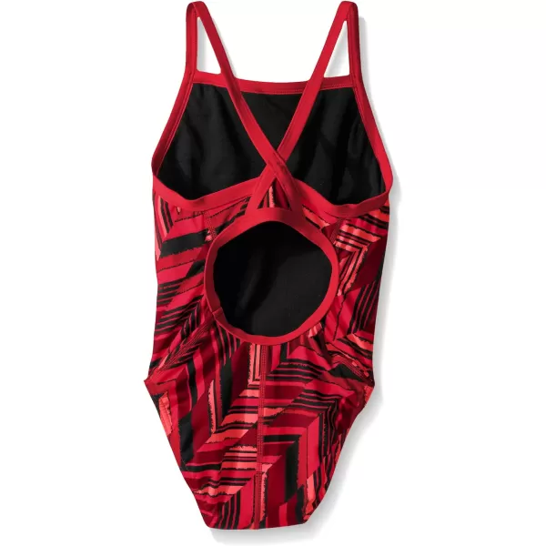 Speedo Girls Swimsuit One Piece Endurance Flyback Striped Youth Team ColorsAngles Speedo Red