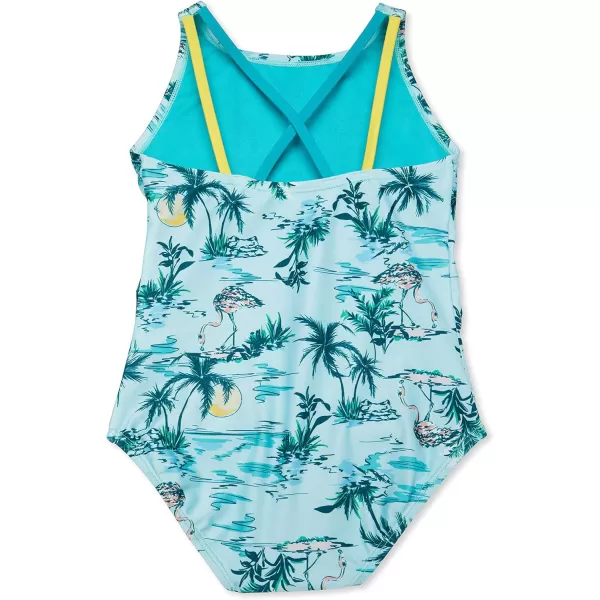 Speedo Girls Swimsuit One Piece High Neck Strappy BackAruba Blue