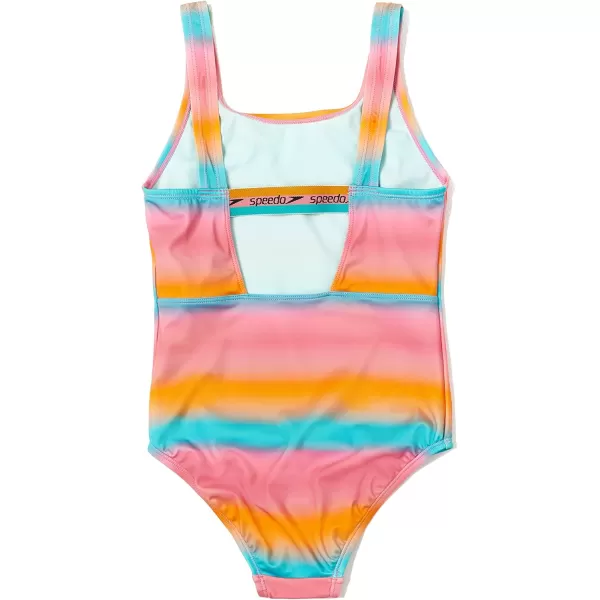 Speedo Girls Swimsuit One Piece High Neck Strappy BackGradient Ombre