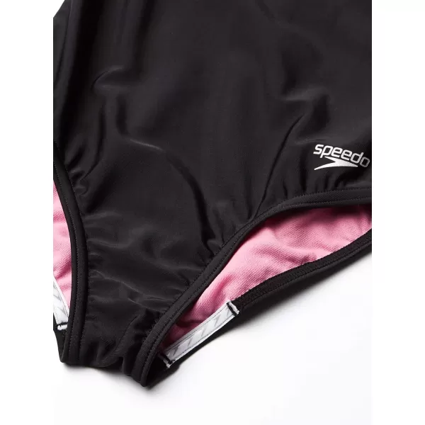 Speedo Girls Swimsuit One Piece Solid Cross Back Multi StrapsFuchsia Pink