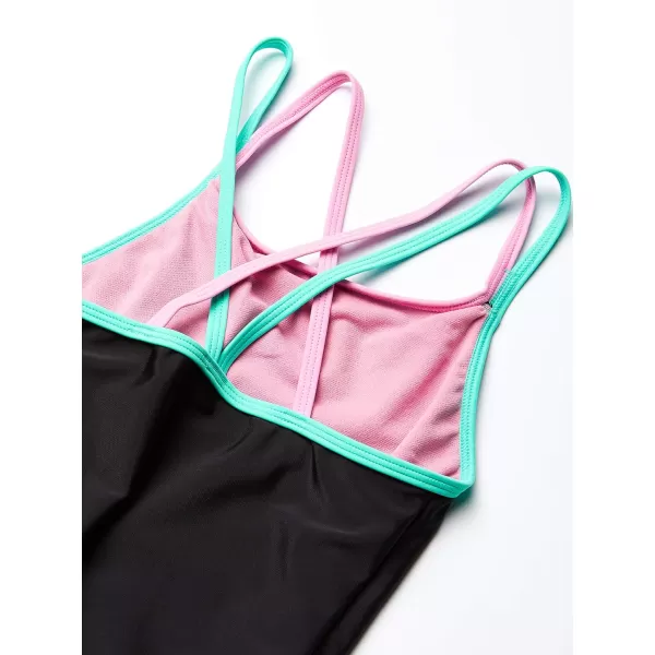 Speedo Girls Swimsuit One Piece Solid Cross Back Multi StrapsFuchsia Pink