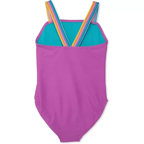 Speedo Girls Swimsuit One Piece Square Neck Thin StrapAmethyst