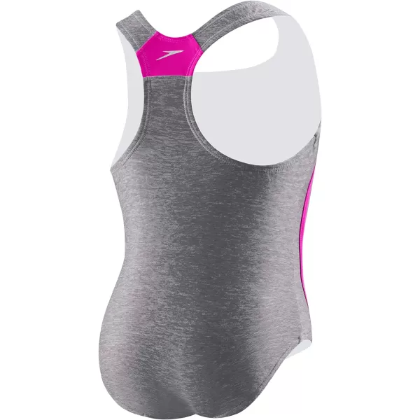 Speedo Girls Swimsuit One Piece Thick Strap Racer Back PrintedDiscontinuedBright Pink