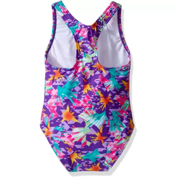 Speedo Girls Swimsuit One Piece Thick Strap Racer Back PrintedDiscontinuedSpeedo Purple