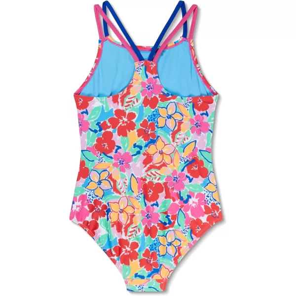 Speedo Girls Swimsuit One Piece Thin StrapsFauve Floral