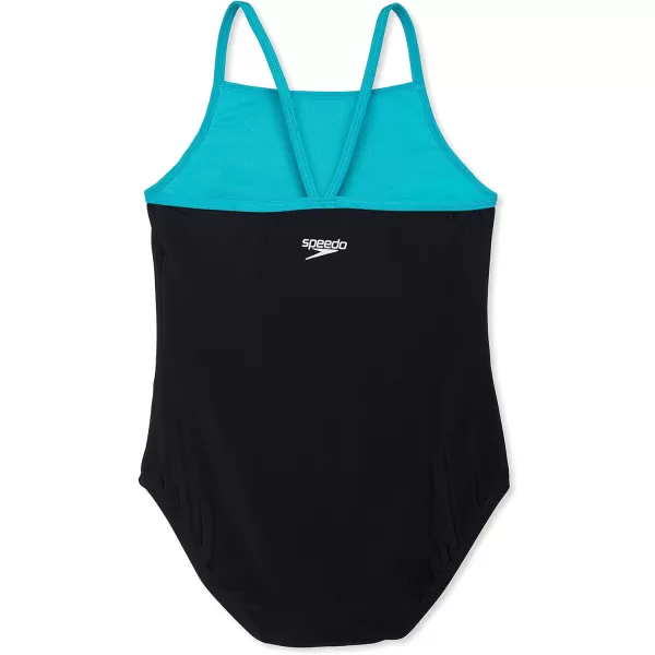 Speedo Girls Swimsuit One Piece Thin StrapsLogo Speedo Black