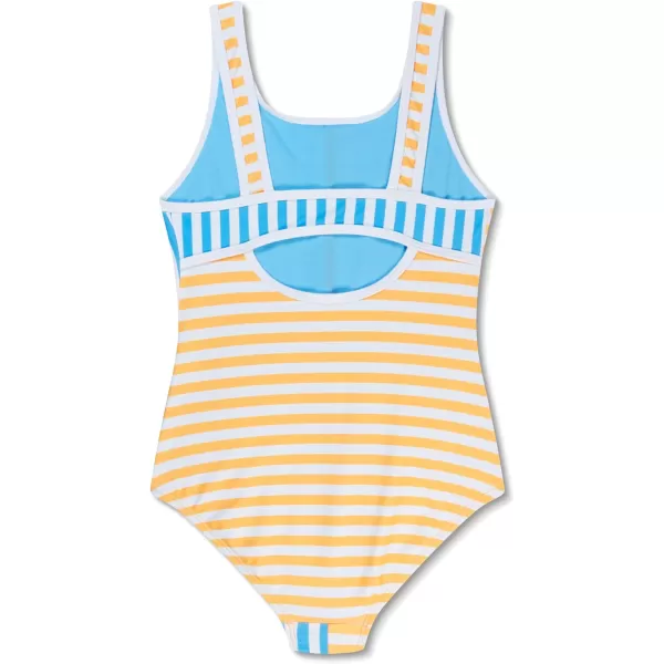 Speedo Girls Swimsuit One Piece Thin StrapsMariner Stripe Mandarin