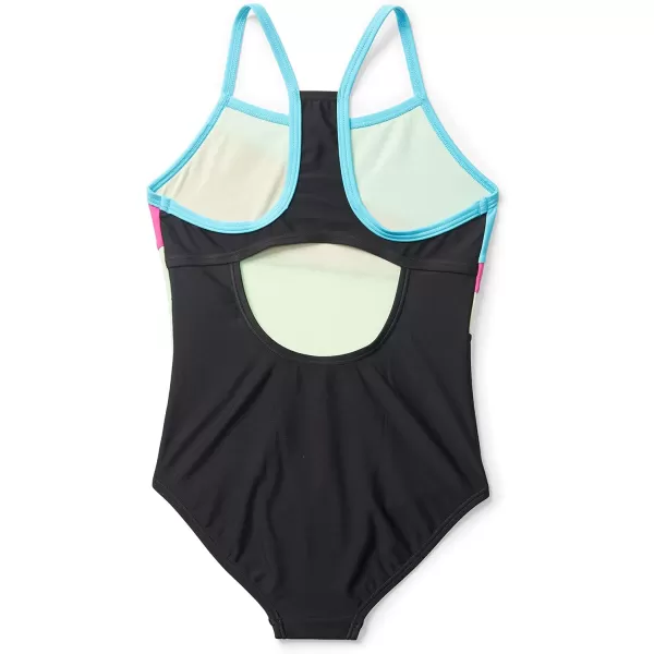 Speedo Girls Swimsuit One Piece Thin StrapsRadiating Anthracite