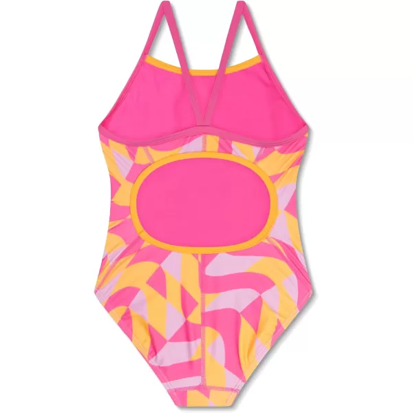 Speedo Girls Swimsuit One Piece Thin StrapsSliced Geo