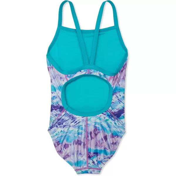 Speedo Girls Swimsuit One Piece Thin StrapsTie Dye Magic