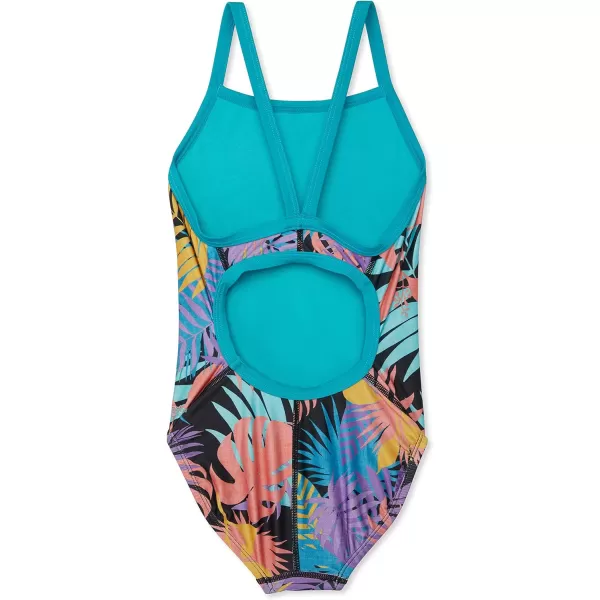 Speedo Girls Swimsuit One Piece Thin StrapsTropical Stamp