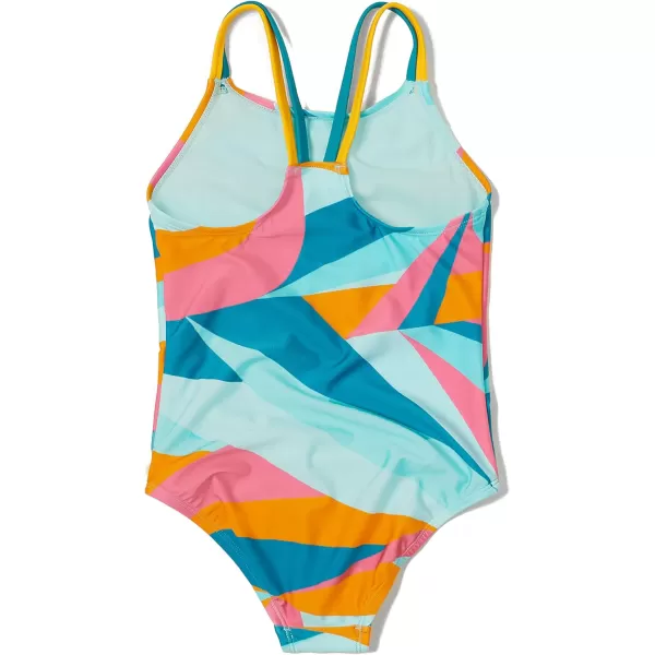 Speedo Girls Swimsuit One Piece Thin StrapsWavy Enamal Blue