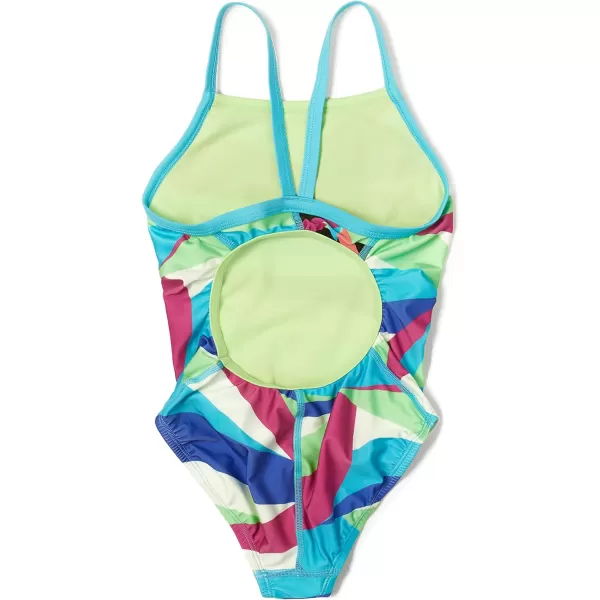 Speedo Girls Swimsuit One Piece Thin StrapsWavy Paradise Green