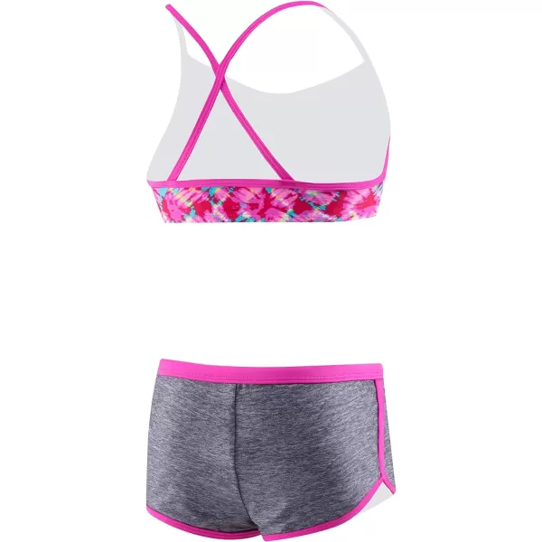 Speedo Girls Swimsuit Two Piece Bikini Boy Short SetPink