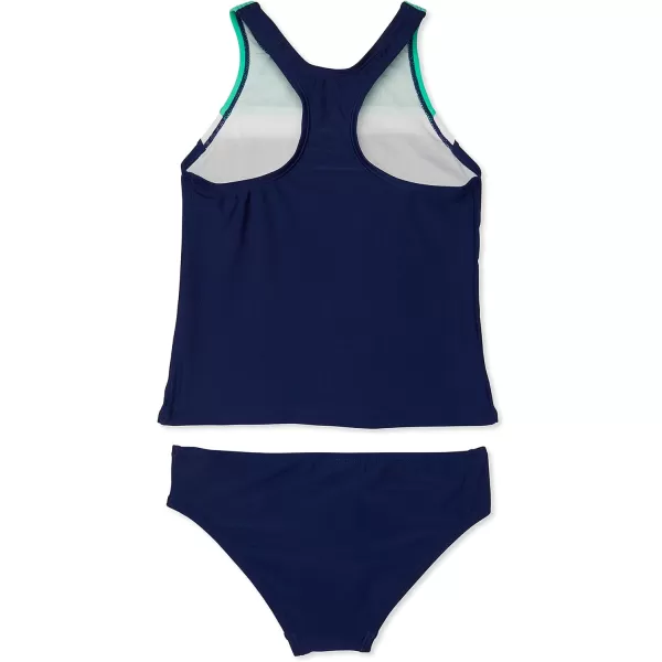 Speedo Girls Swimsuit Two Piece Tankini Mesh Thick StrapBlue Harmony