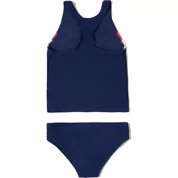 Speedo Girls Swimsuit Two Piece Tankini Thick StrapRedWhiteBlue