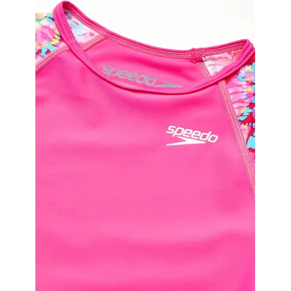 Speedo Girls Uv Swim Shirt Long Sleeve Rashguard SetBright Pink