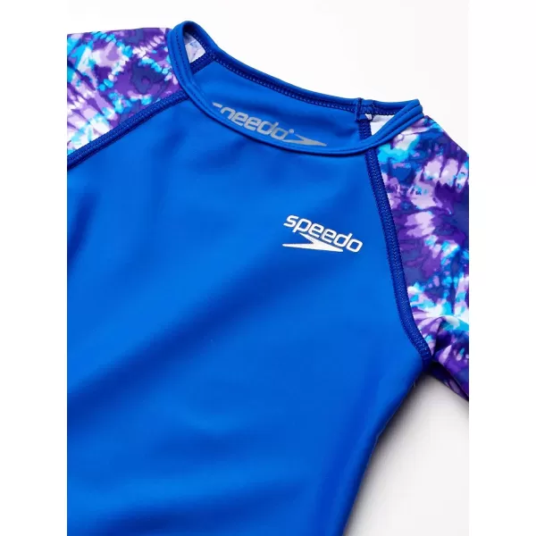 Speedo Girls Uv Swim Shirt Long Sleeve Rashguard SetDeep Sapphire