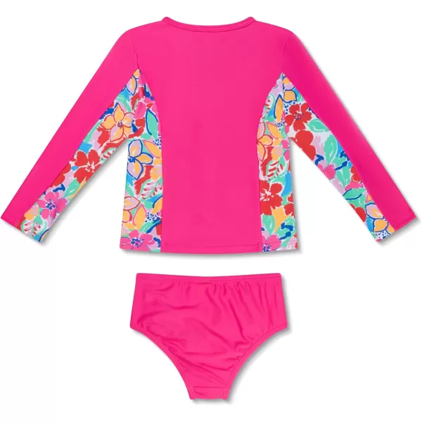 Speedo Girls Uv Swim Shirt Long Sleeve Rashguard SetFlare Pink