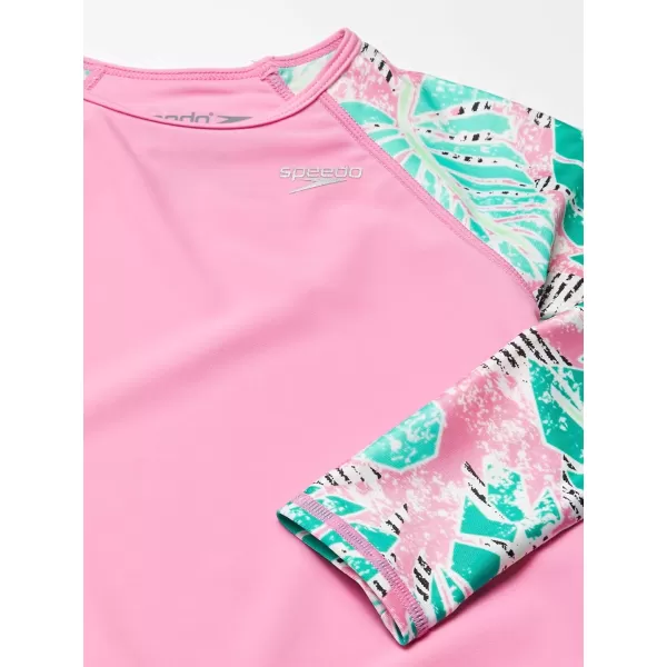 Speedo Girls Uv Swim Shirt Long Sleeve Rashguard SetFuchsia Pink
