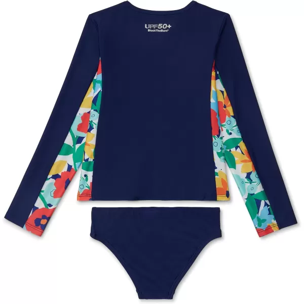 Speedo Girls Uv Swim Shirt Long Sleeve Rashguard SetPeacoat