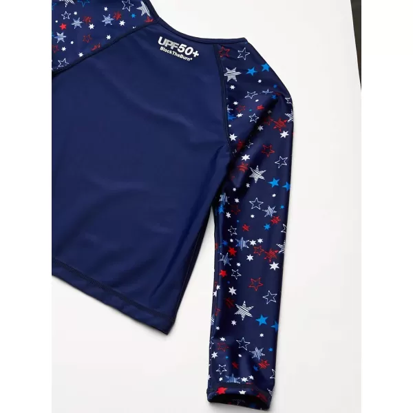 Speedo Girls Uv Swim Shirt Long Sleeve Rashguard SetRedWhiteBlue